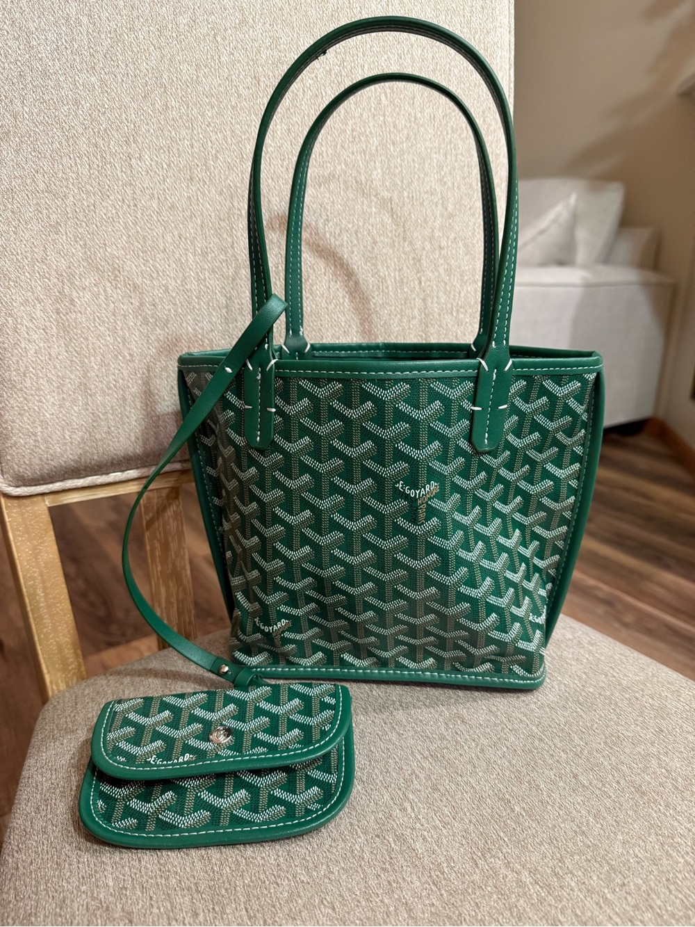 Inspired Anjou Mini Green Tote with Matching Pouch